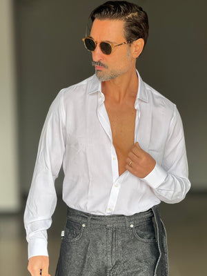 CAMICIA DEPOT BIANCA COLLO PICCOLO POPELINE  DI COTONE DOPPIORITORTO