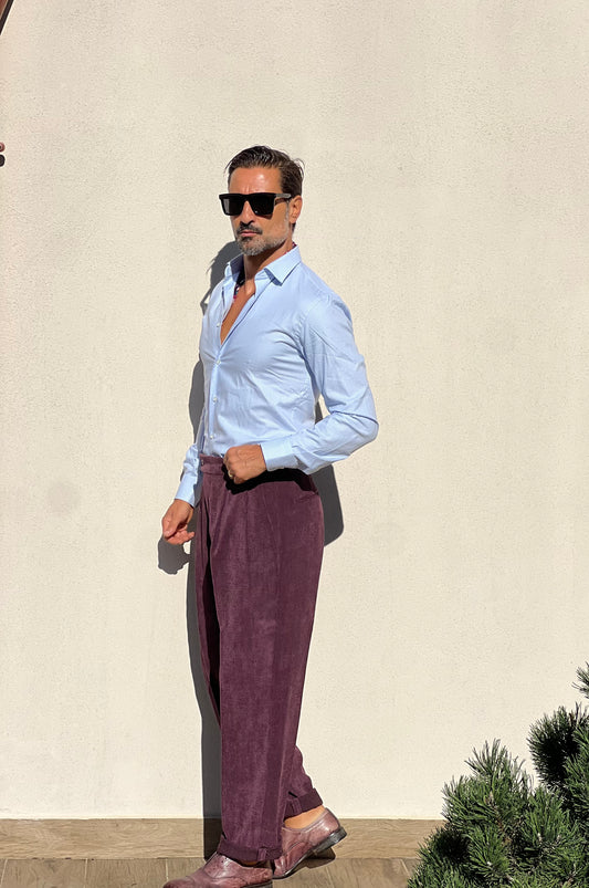 PANTALONE VELLUTO PRUGNA  PINCES VITA ALTA XAGON