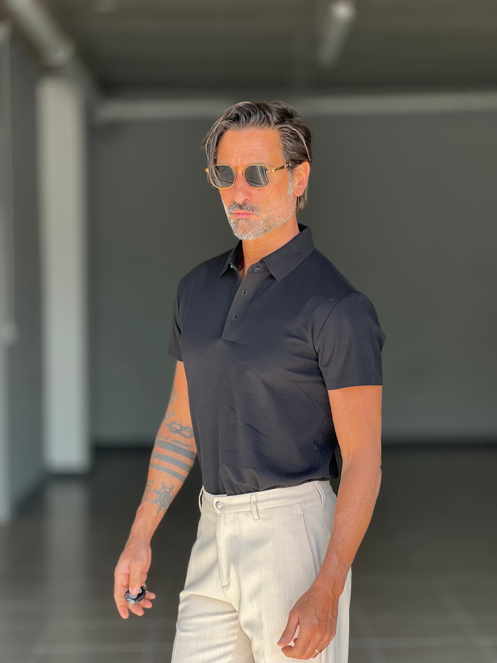 BLUE THREAD COTTON CREW NECK SWEATER