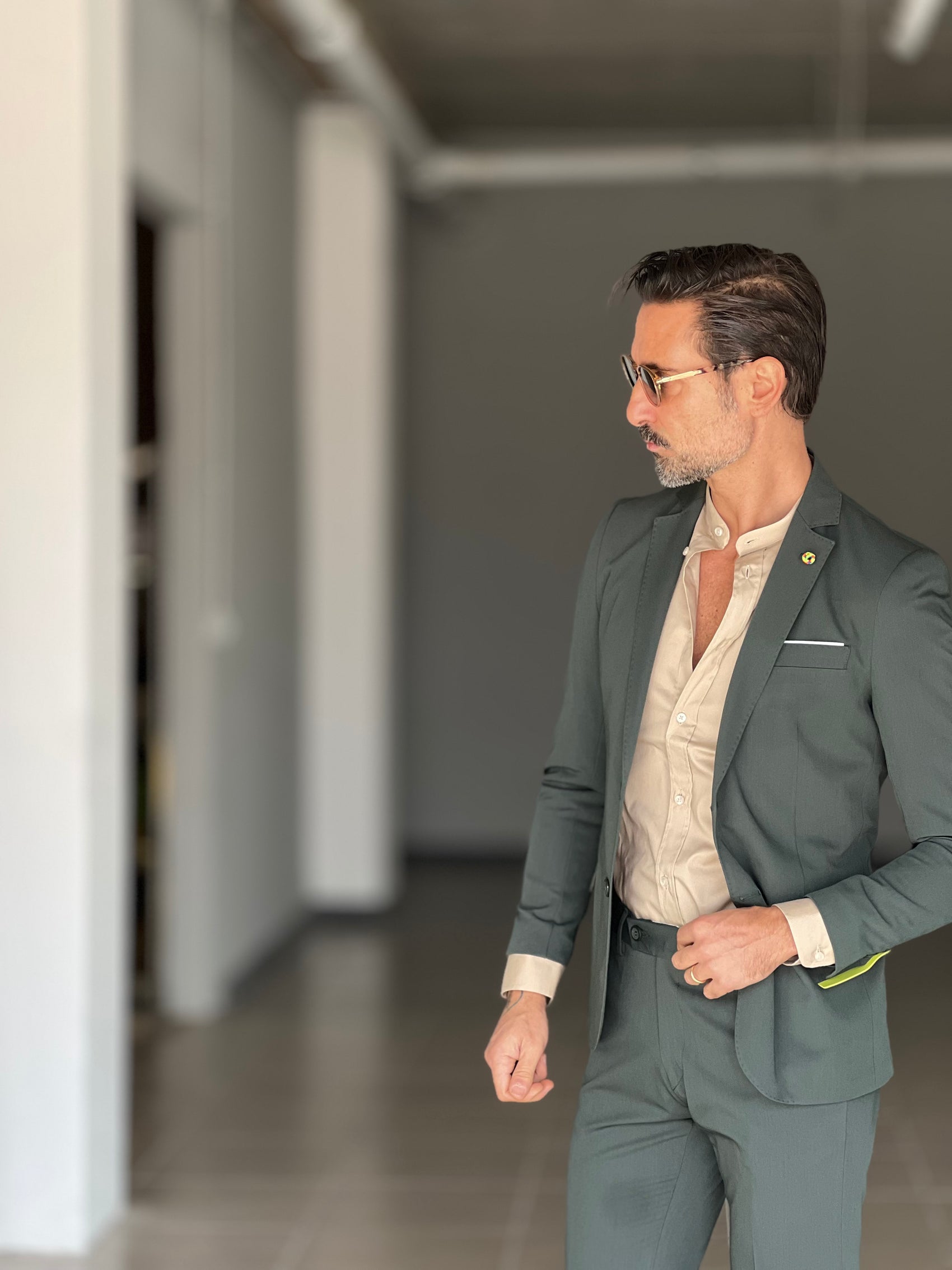 CAMICIA CAMMELLO  COREANA   POPELINE DI COTONE STRECH