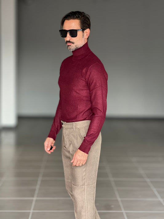 MULTICOLORED RED AND GRAY SHAVED HIGH NECK