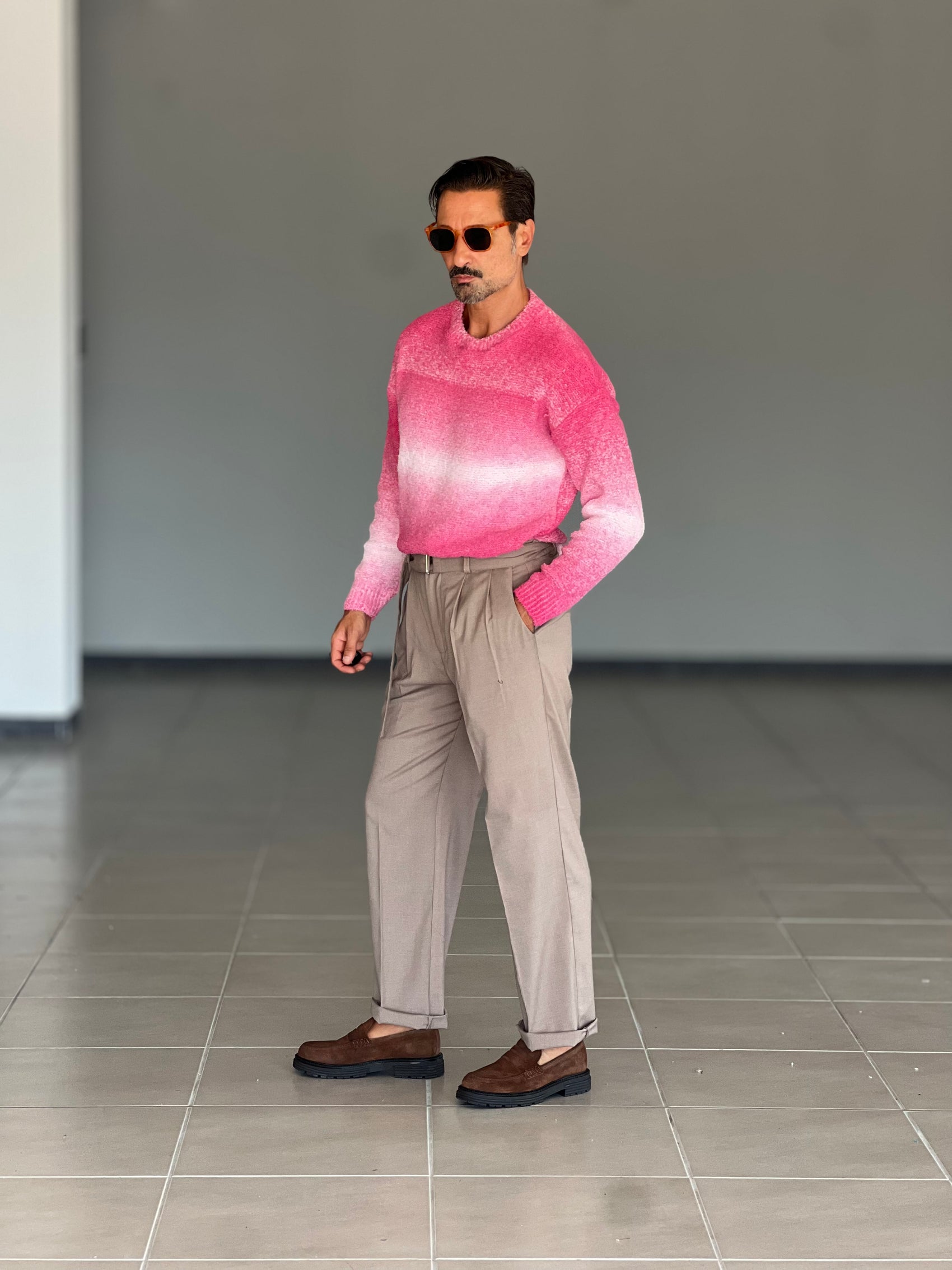 PANTALONE  FONDO AMPIO TORTORA CINTURA VISCOSA E MISTI