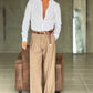 WHITE VISCOSE TROUSERS WITH REGULAR BOTTOM