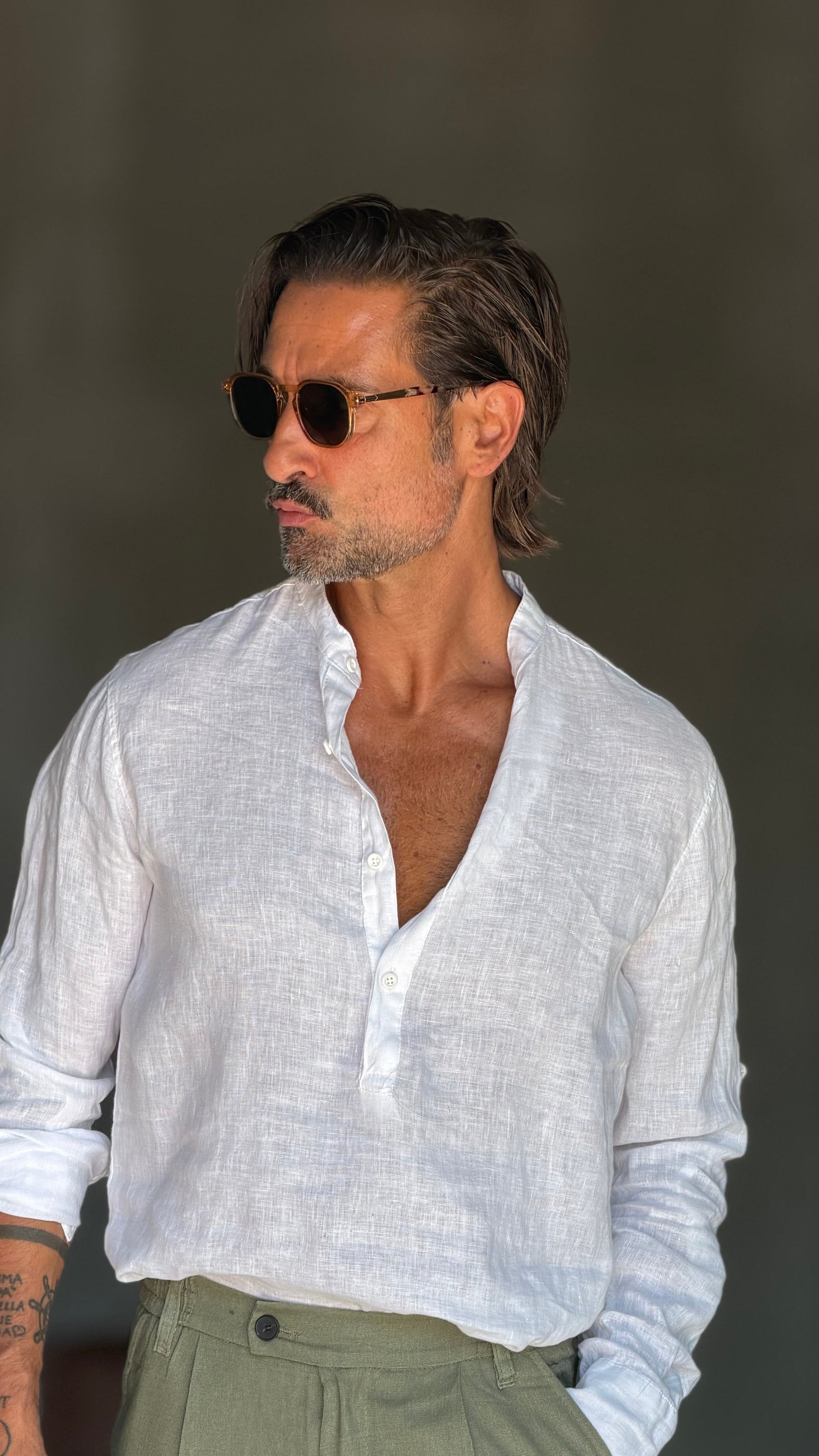 CAMICIA  SERAFINO BIANCO LINO PURO