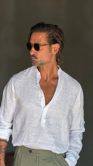 CAMICIA  SERAFINO BIANCO LINO PURO