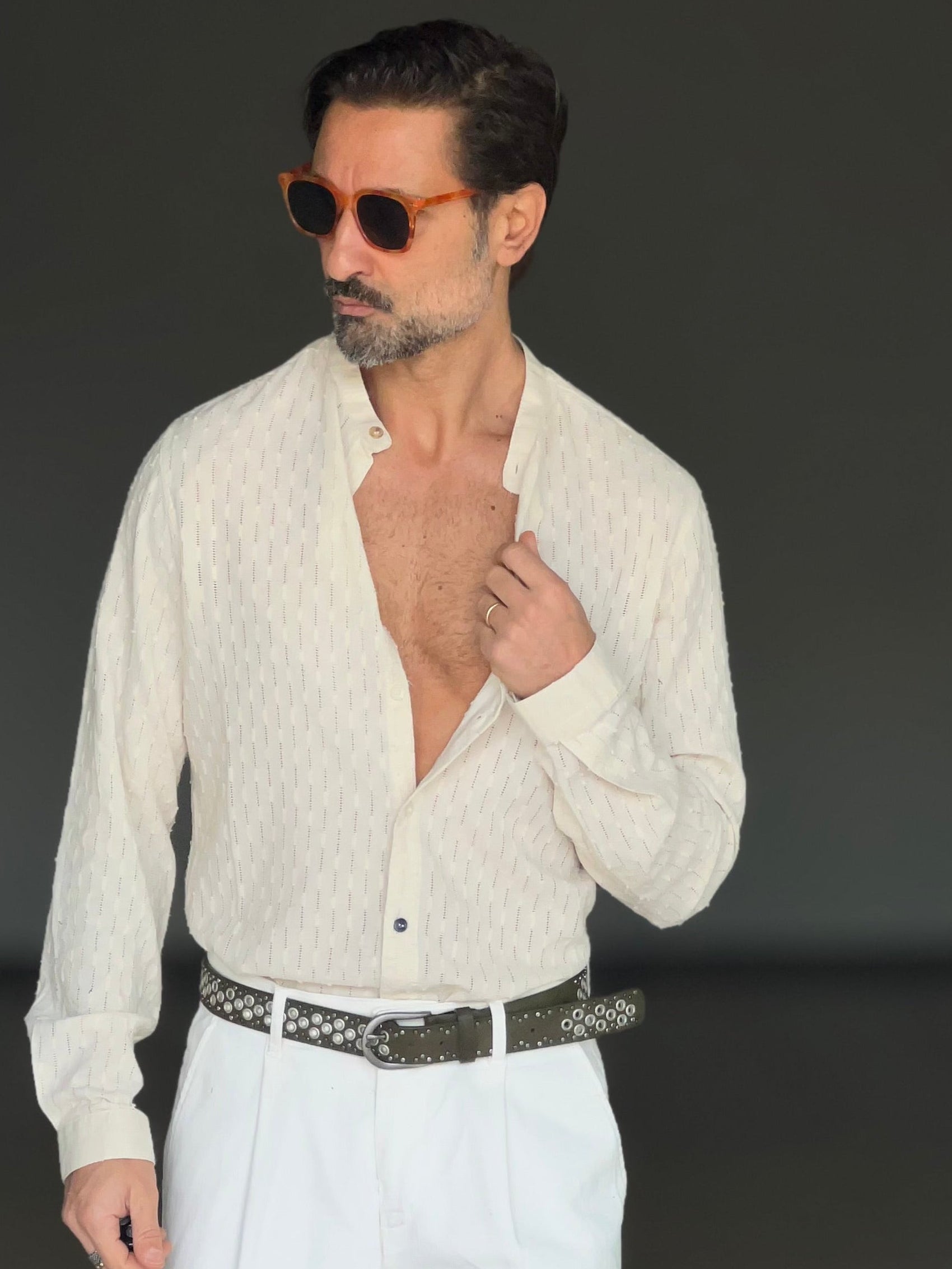 CAMICIA KOON SABBIA LINO E COTONE LAVORAZIONE TRAMATA 00204