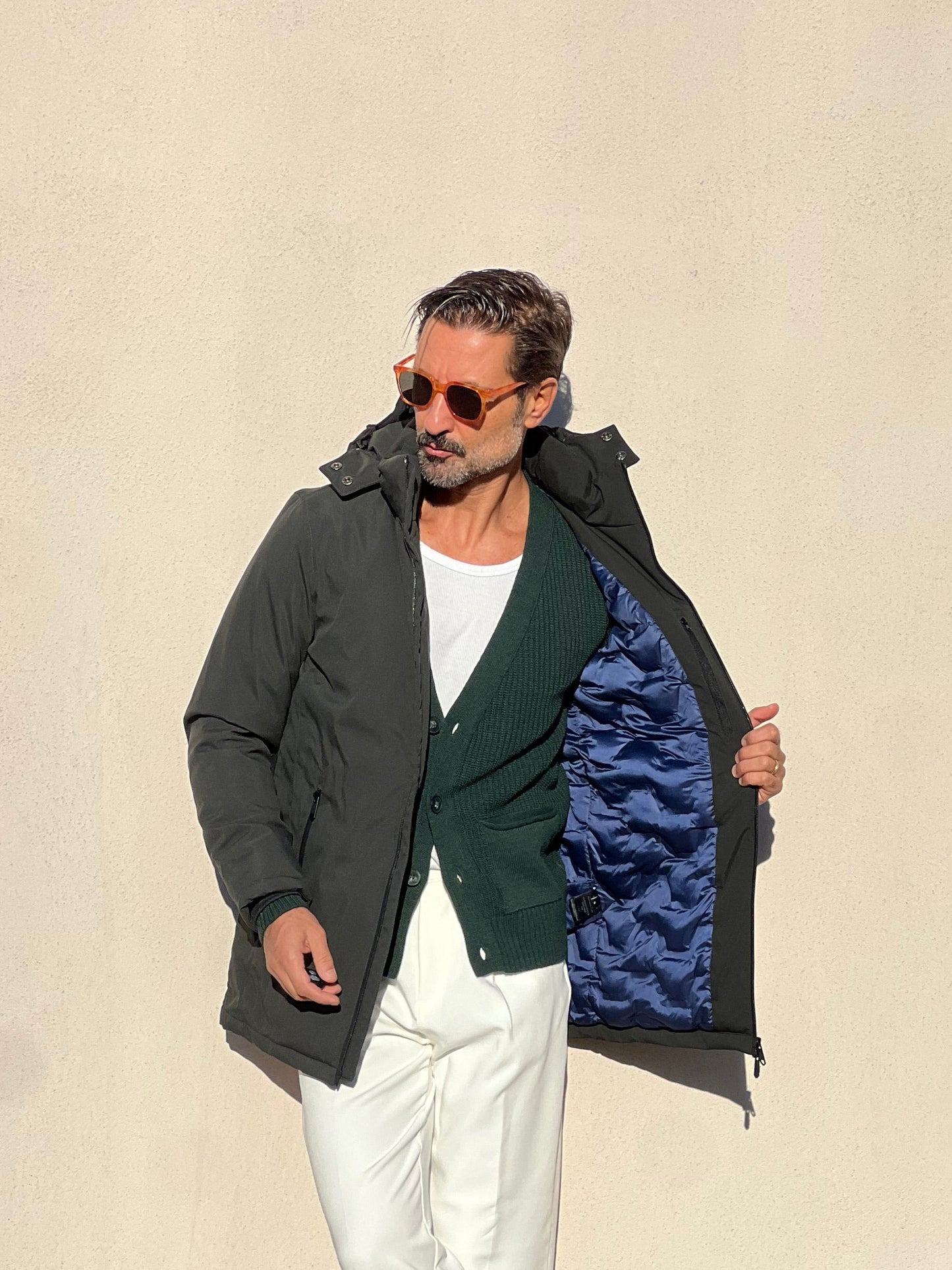 PARKA HAPPER  VERDE TESSUTO TECNICO ZIP TERMOSALDATE