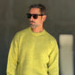 PULLOVER VERDE LIME CROP MISTO LANA EFFETTO SHETTLAND
