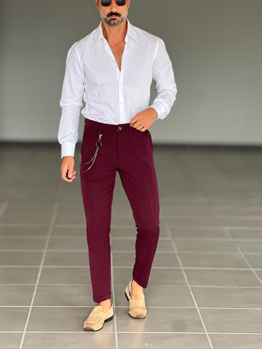 PANTALONE PRUGNA  VISCOSA E MISTI GAMBA DRITTA TASCA AMERICA