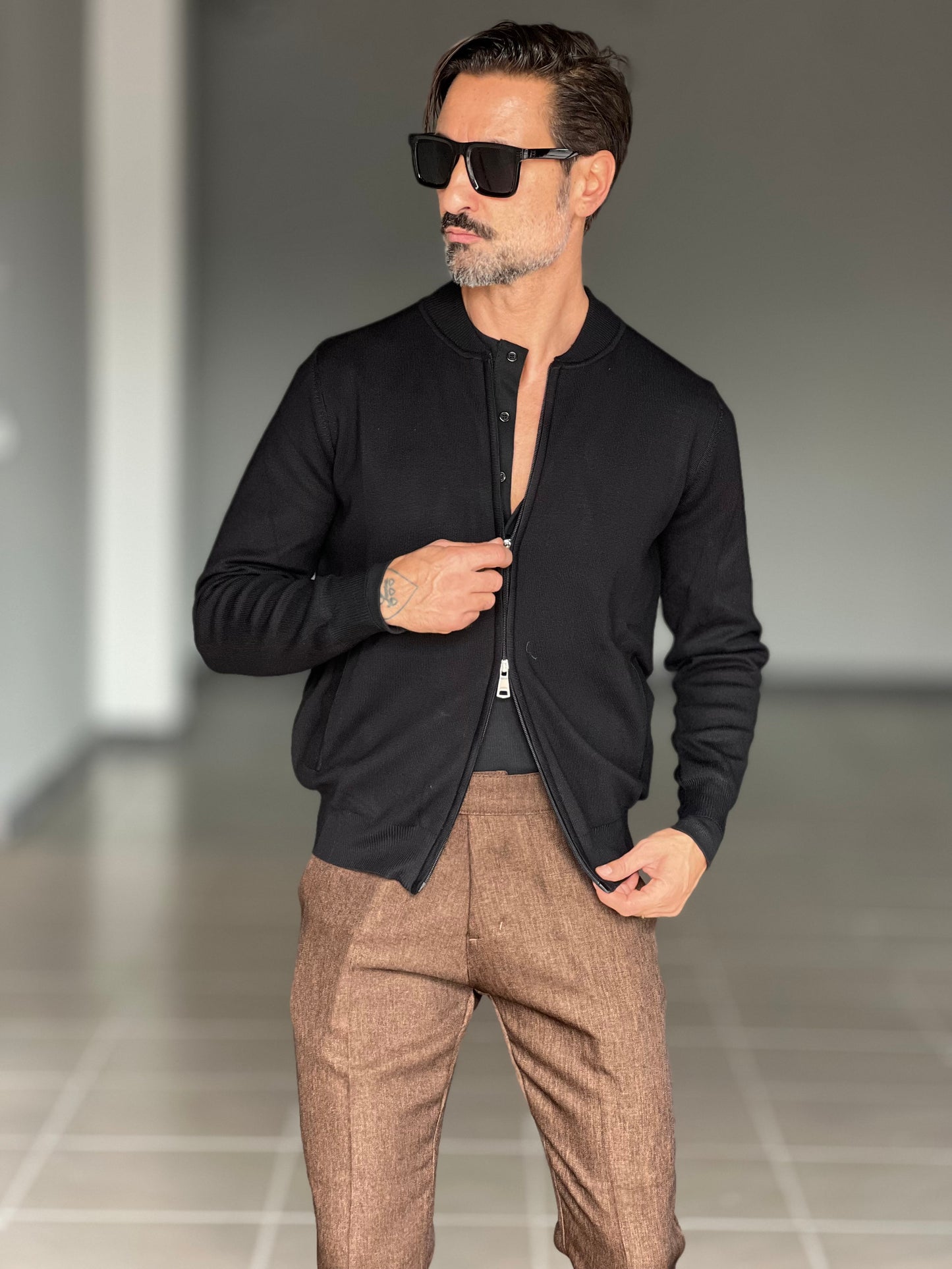 BEIGE COTTON OPEN CARDIGAN