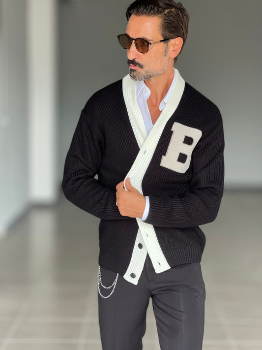 CARDIGAN  NERO DERBY RICAMO B