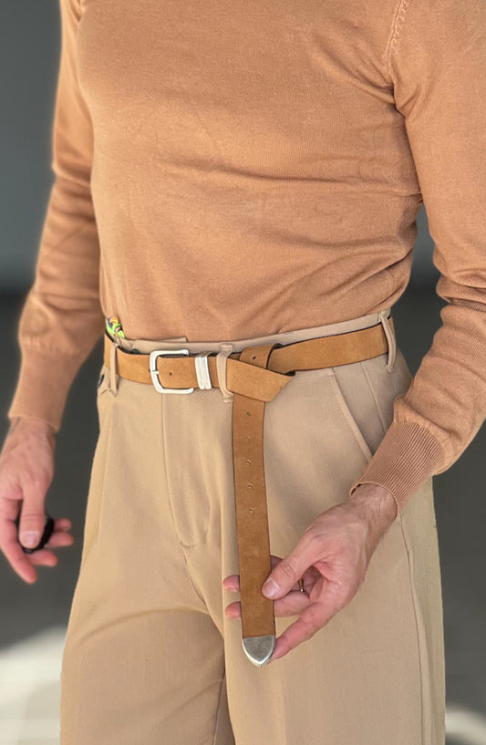 CINTURA CAMOSCIO CUOIO  FIBIA PICCOLA