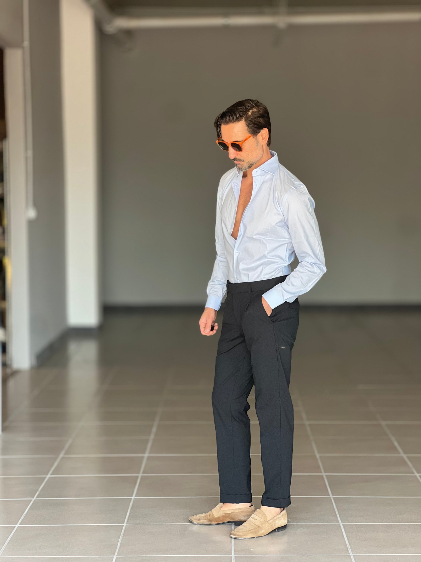WHITE VISCOSE TROUSERS WITH REGULAR BOTTOM