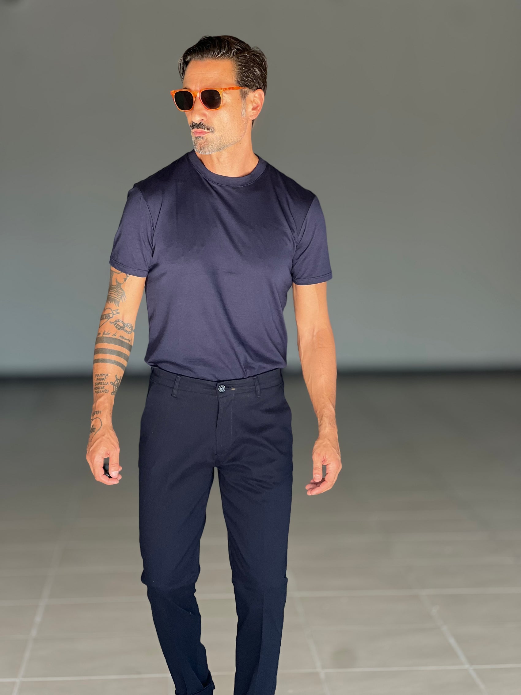 *PANTALONE  BLU NAVY  GABARDINE DI COTONE