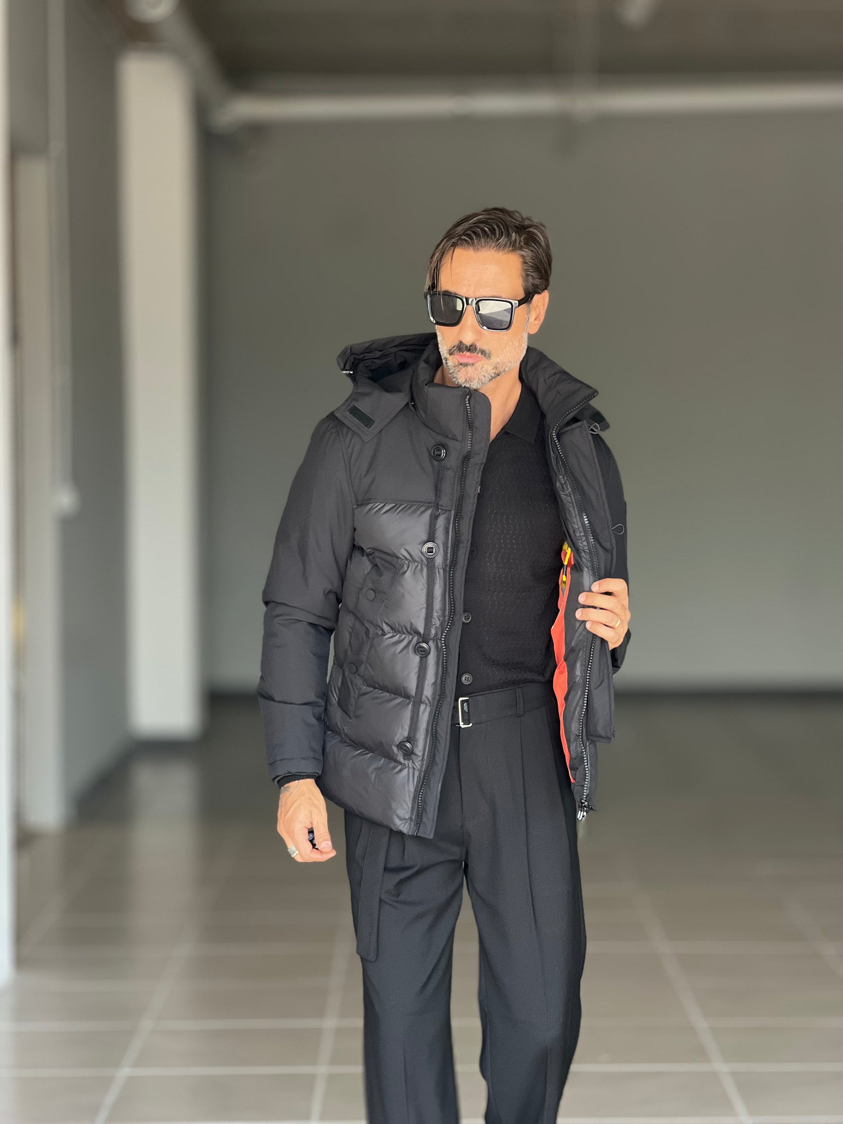 PIUMINO NERO TECNCO E TESSUTO DOPPIO CURSORE HAPPER