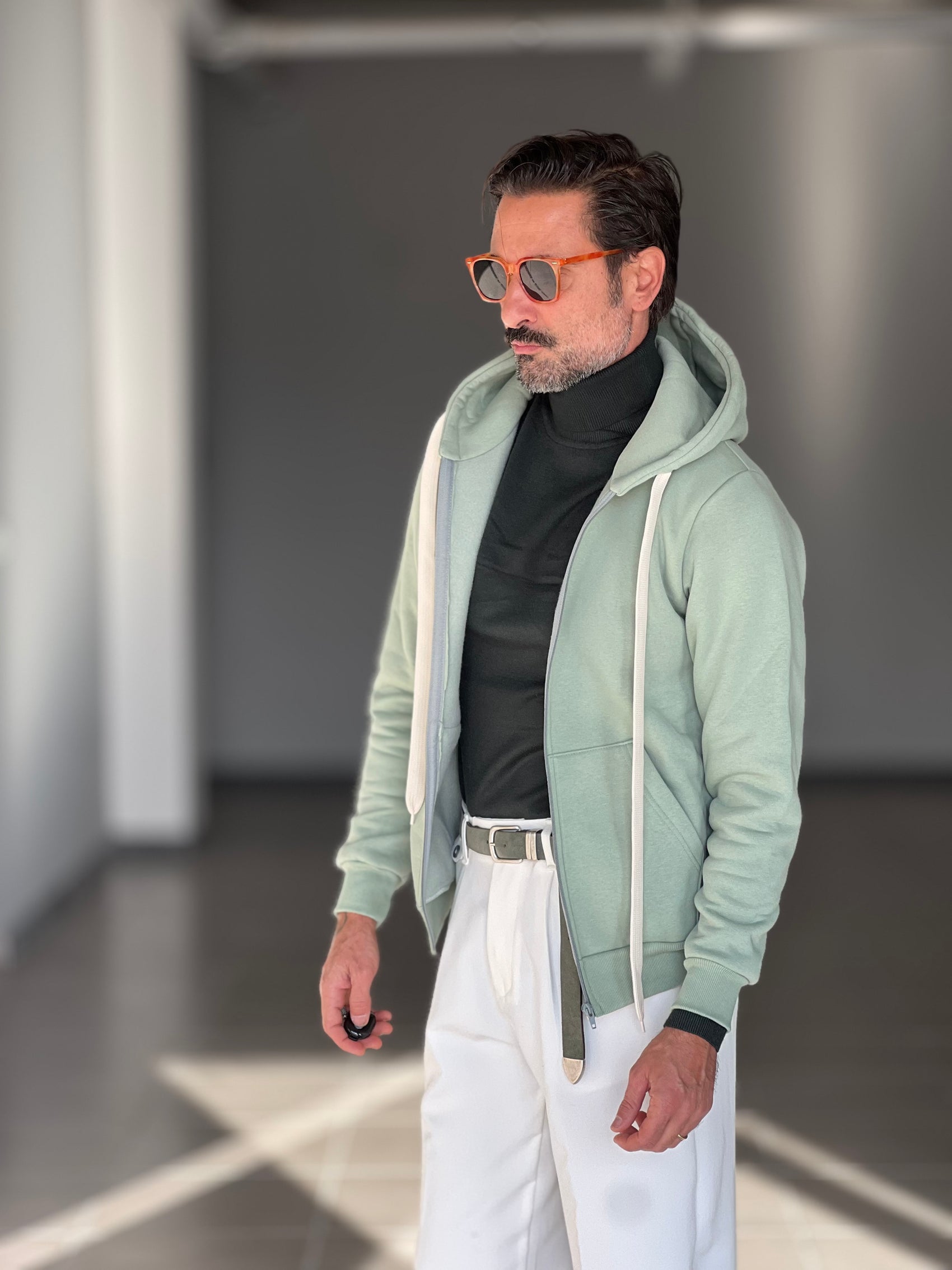 FELPA SALVIA DOPPIATA ZIP