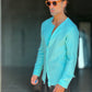 CAMICIA COREANA VERDE ACQUA GOFFRATA COTONE  EFFETTO LINO 278