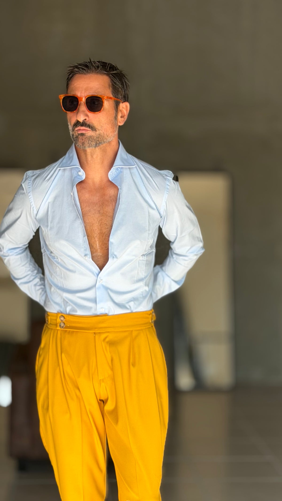 CAMICIA CELESTE STRETCH POPELINE DI COTONE SLIMFIT
