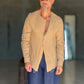 CAMICIA COREANA CARAMELLO  CHIARO GOFFRATA COTONE  EFFETTO LINO