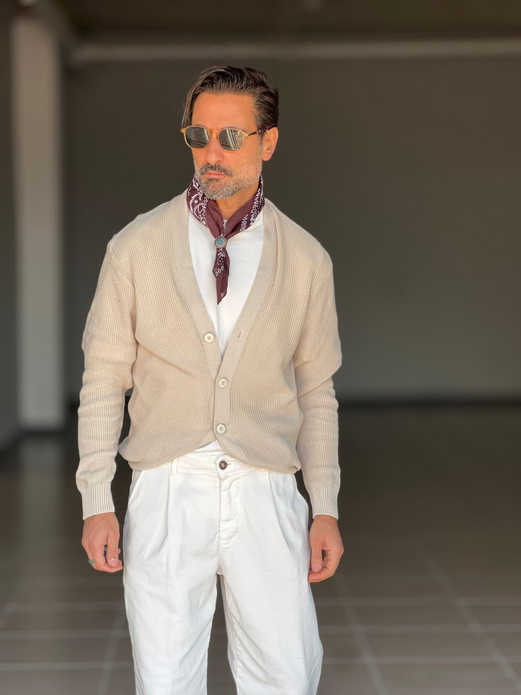 CARDIGAN AVORIO  DERBY COTONE OVER FIT