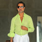 CAMICIA VERDE KIWI LONO COLLO ITALIANO