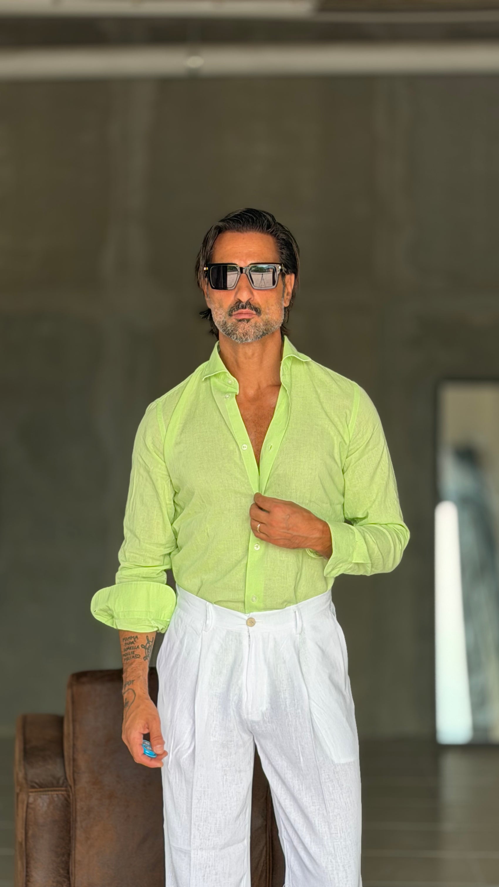 CAMICIA VERDE KIWI LONO COLLO ITALIANO