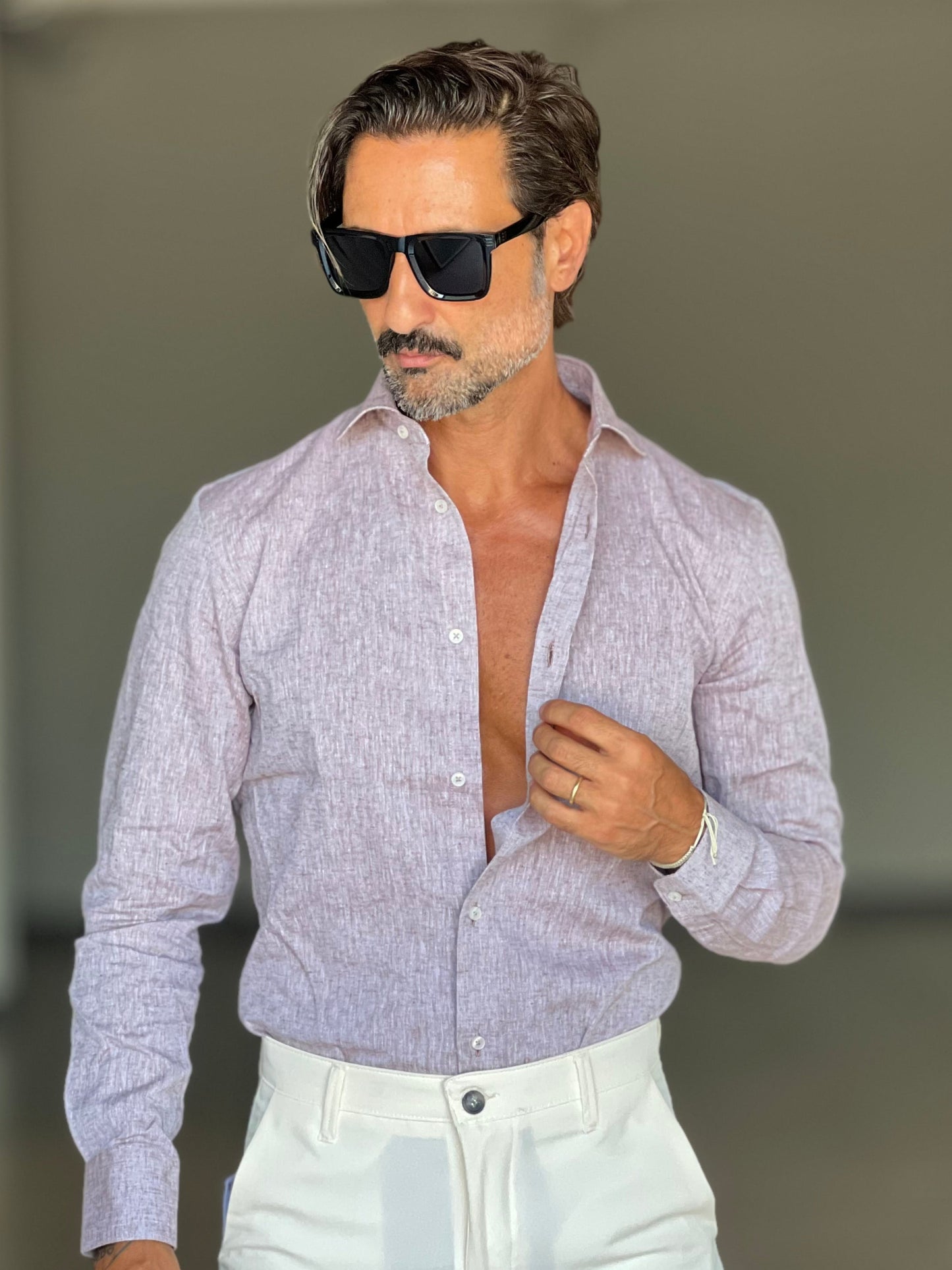 CAMICIA  TABACCO  CHIARO  100%LINO
