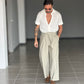 WHITE VISCOSE TROUSERS WITH REGULAR BOTTOM
