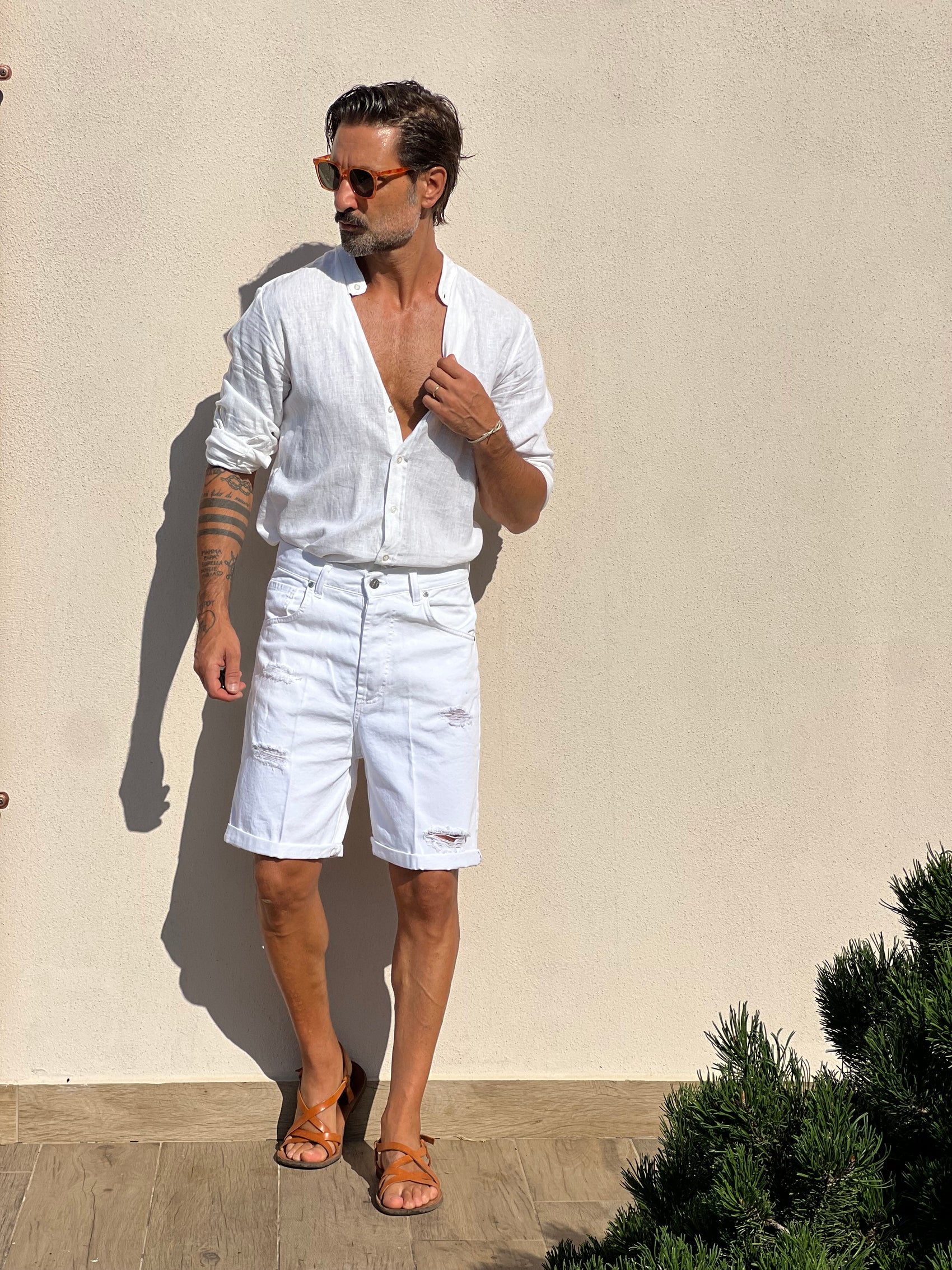 BERMUDA DENIM BIANCO ROTTURE