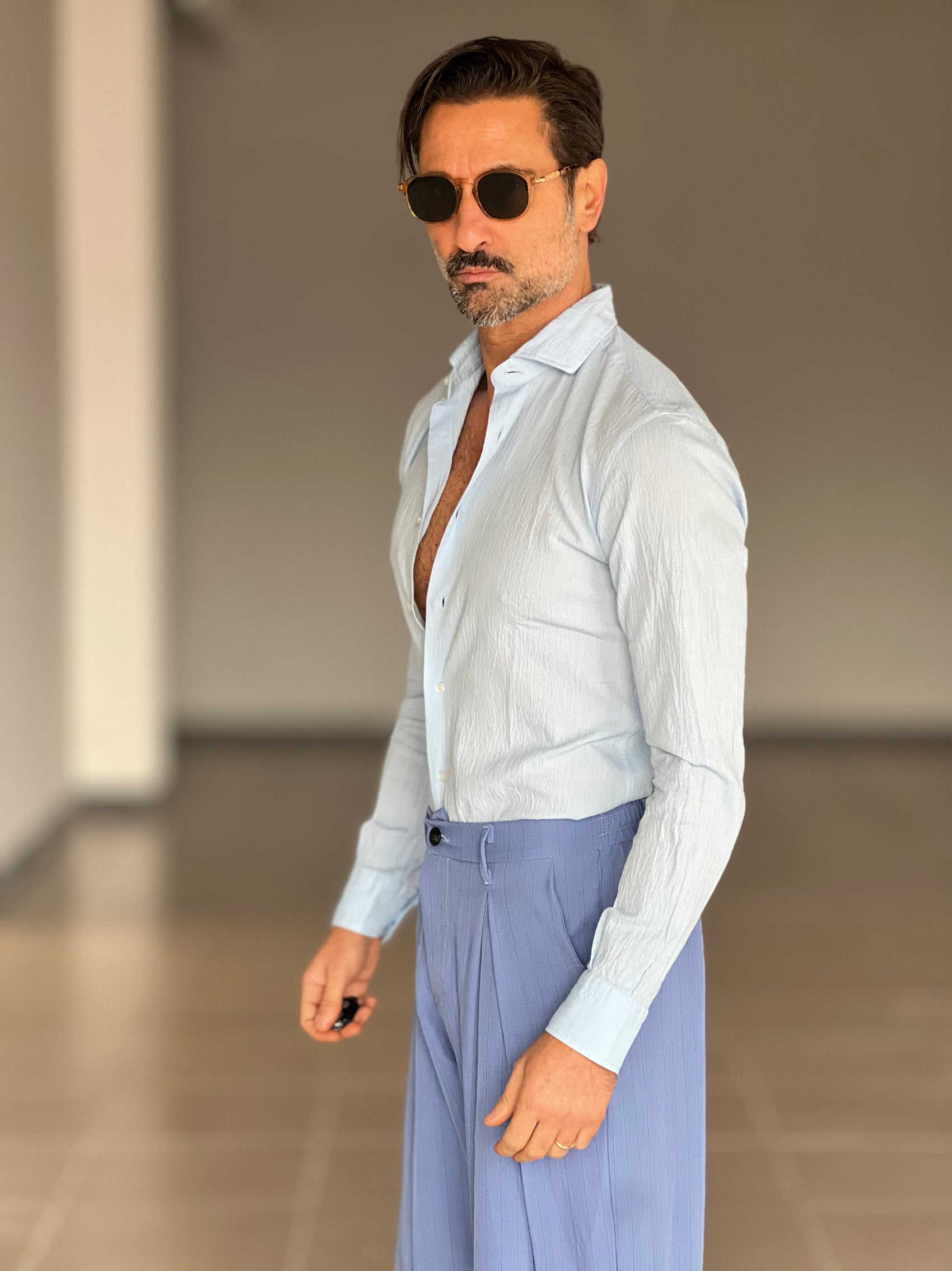 CAMICIA DEPOT CELESTE CLO CLO COTONE DOPPIO RITORTO 007