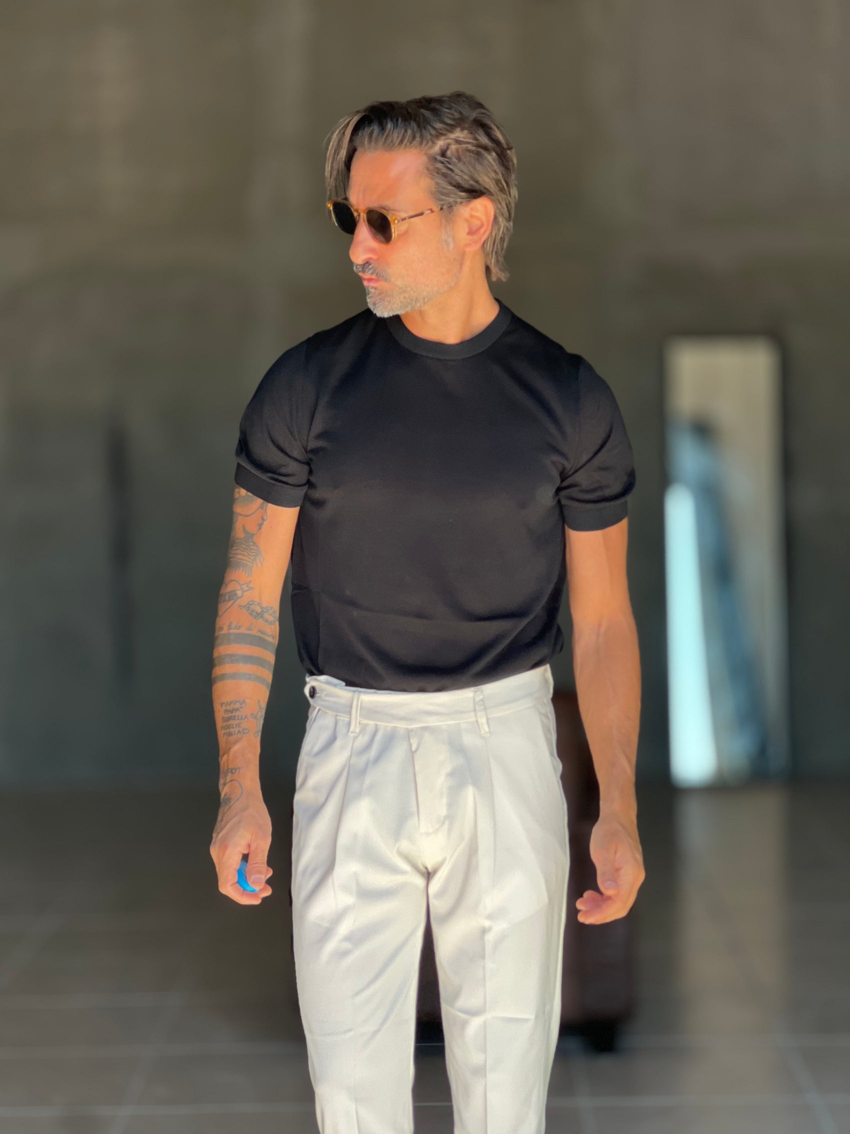 WHITE VISCOSE TROUSERS WITH REGULAR BOTTOM