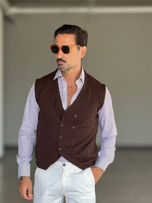 GILET MAGLIA MORO  DOPPIOPETTO