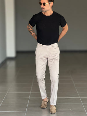 PANTALONE SABBIA  GABARDINE DI COTONE CAPRI