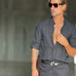 CAMICIA COREANA NERA  LINO