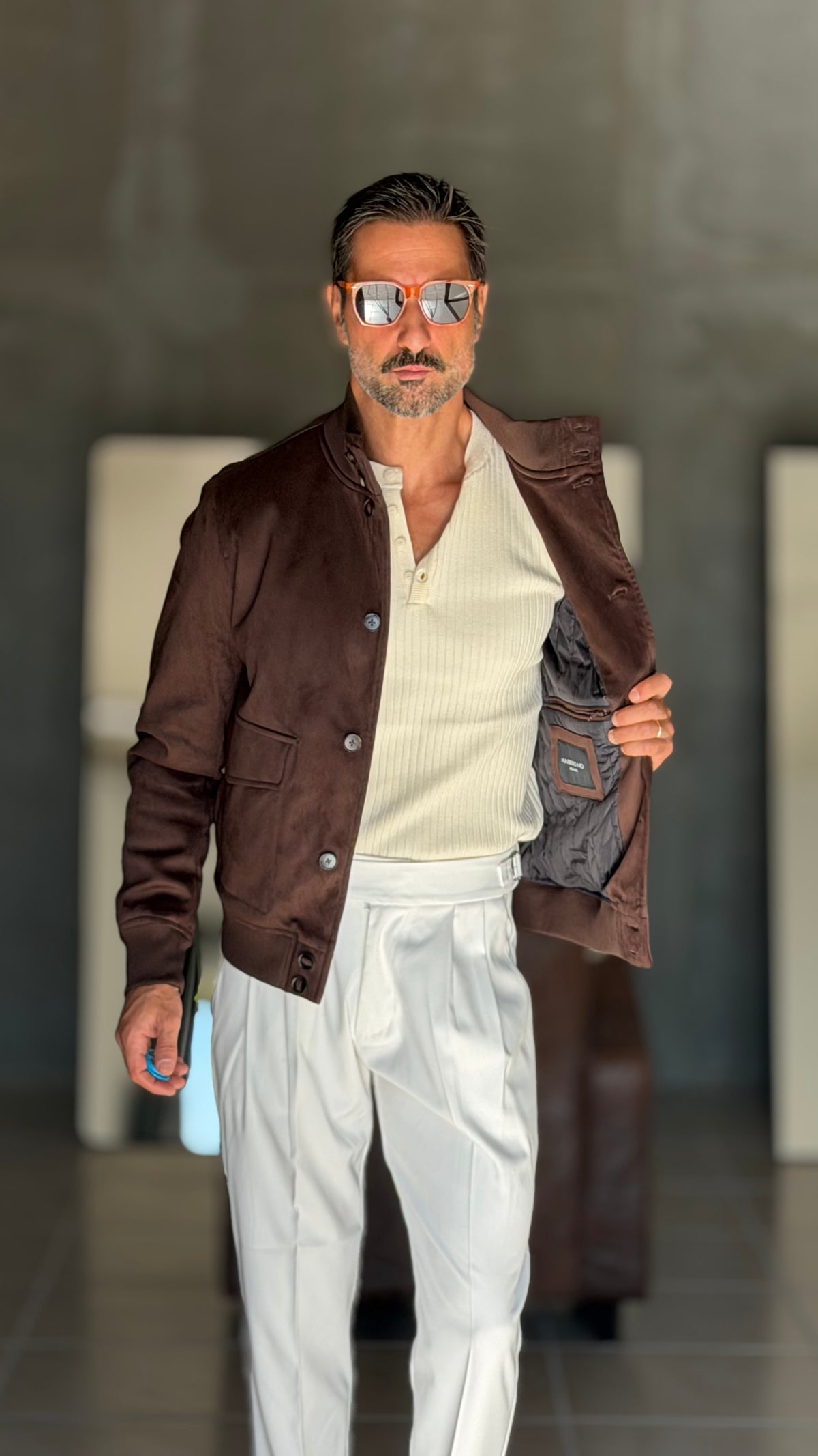 COLLEGE MORO ECOCAMOSCIO COLLO E POLSI IN MAGLIA BOTTONI HAMAKI-HO