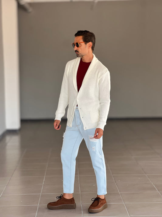 CARDIGAN SCIALLATO PANNA  BL11