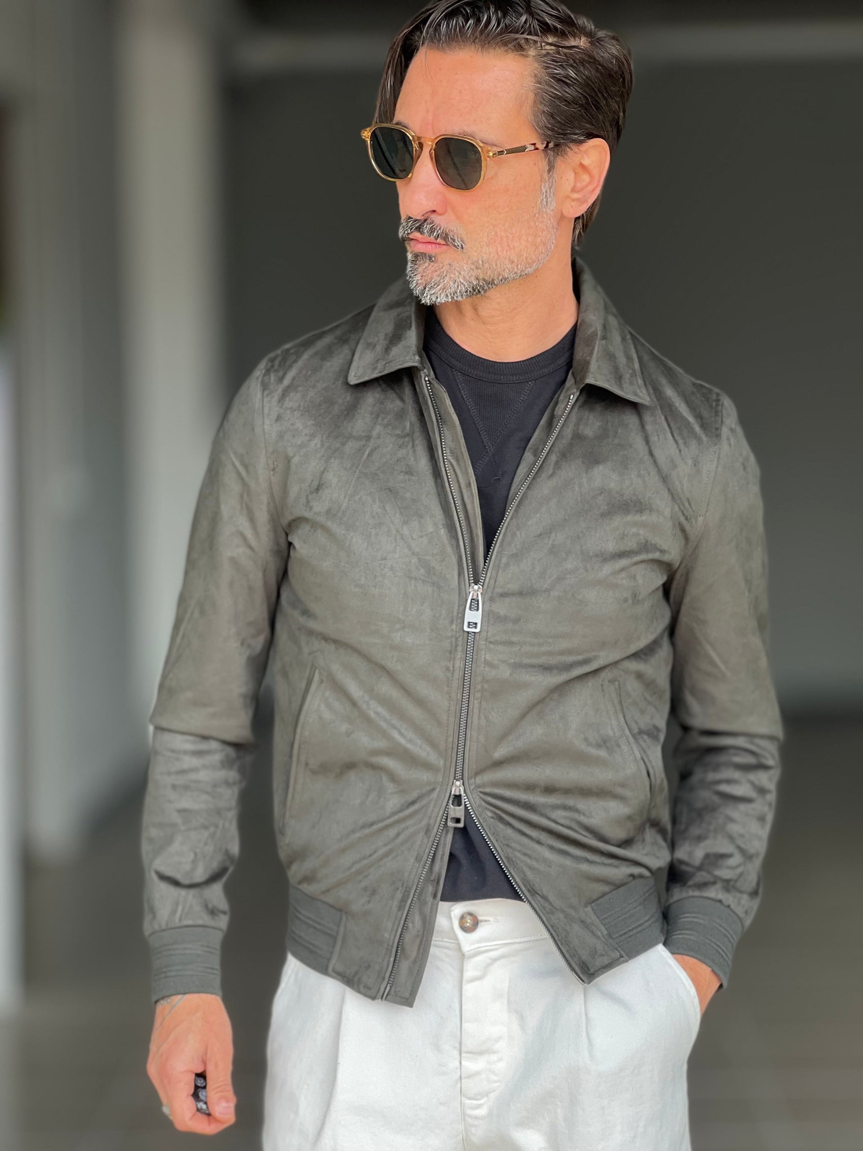 ECO-LEATHER BIKER WITH BLACK ON BLACK STUD