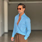 CAMICIA  AZZURRA LINO E MISTI COLLO ITALIANO