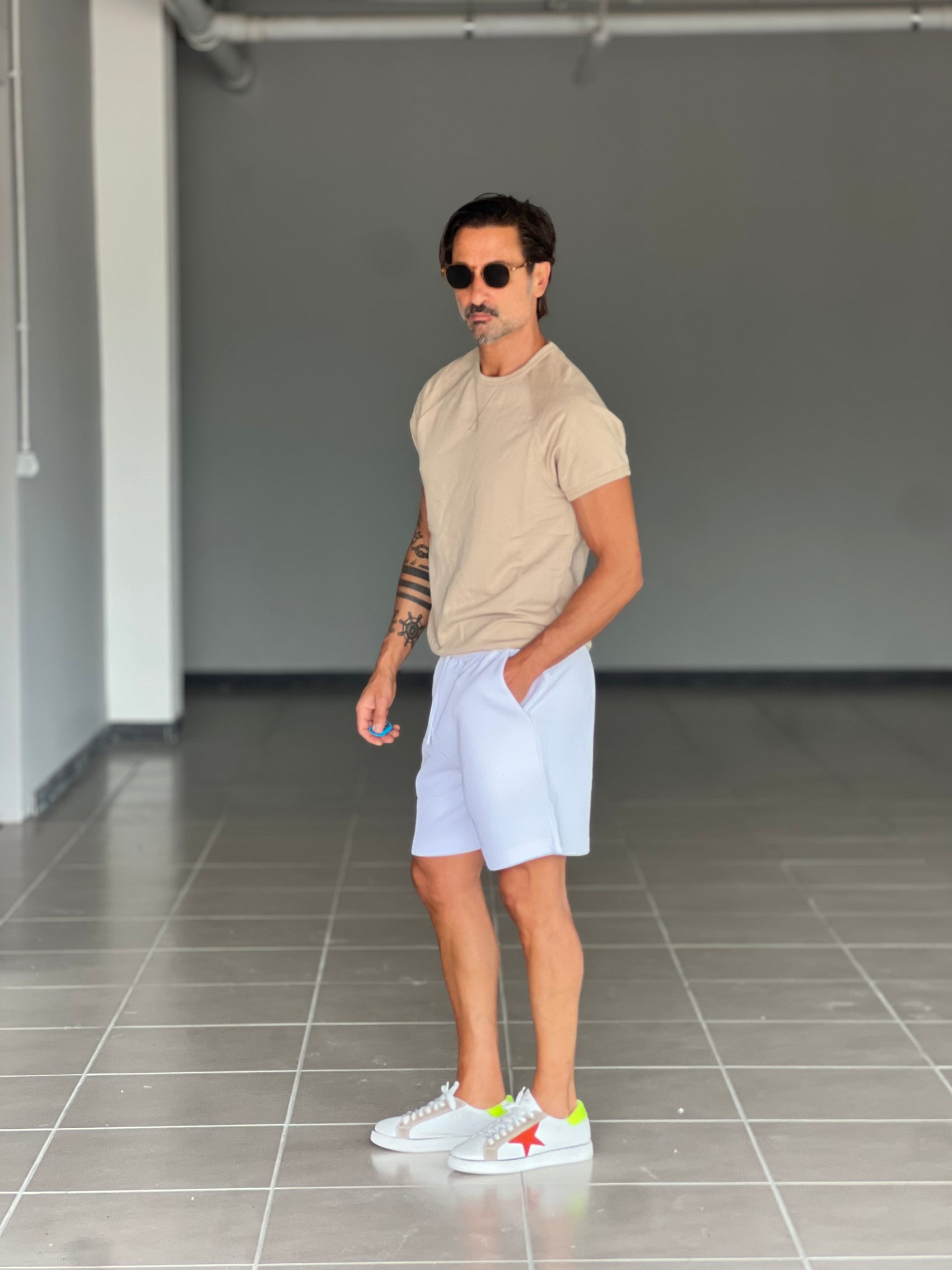 MAGLIA FELPA BEIGE  MEZZA MANICA