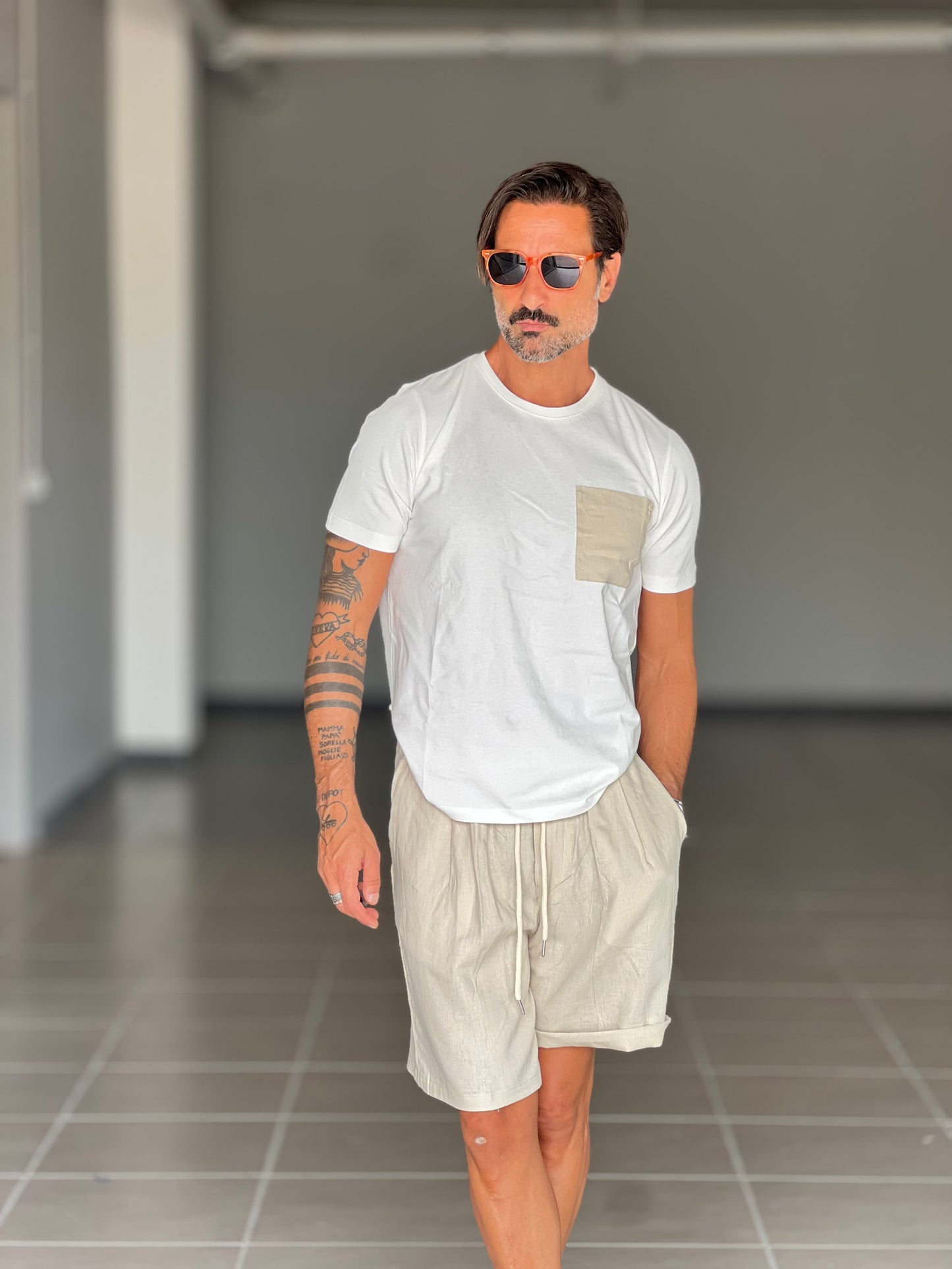 BERMUDA BEIGE  MISTO LINO