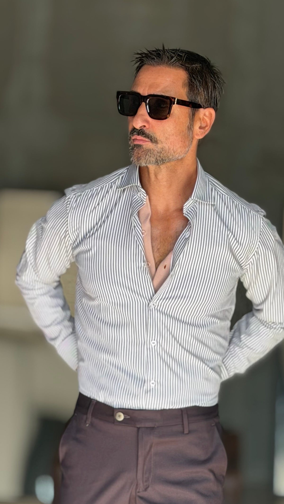 CAMICIA MILLERIGHE MORO  STRETCH POPELINE DI COTONE