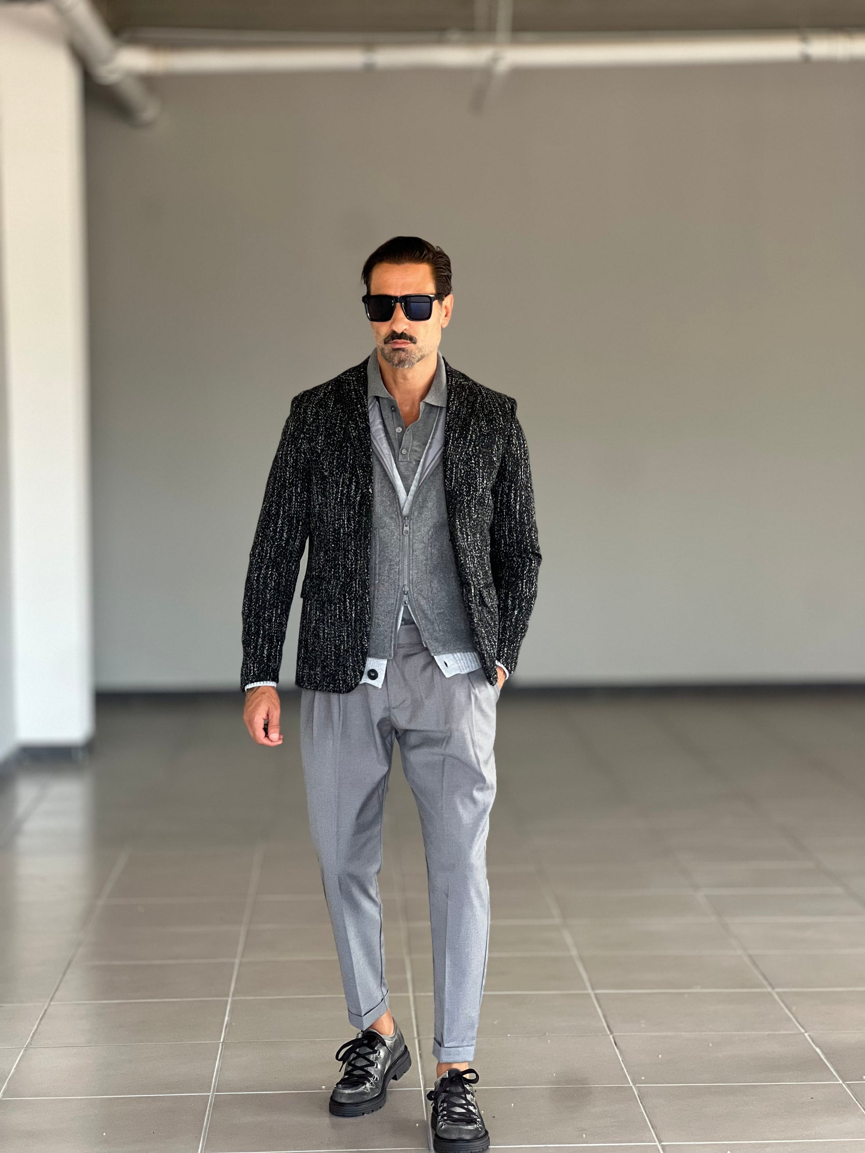 PANTALONE VITA ALTA GRIGIO  VISCOSA E MISTI