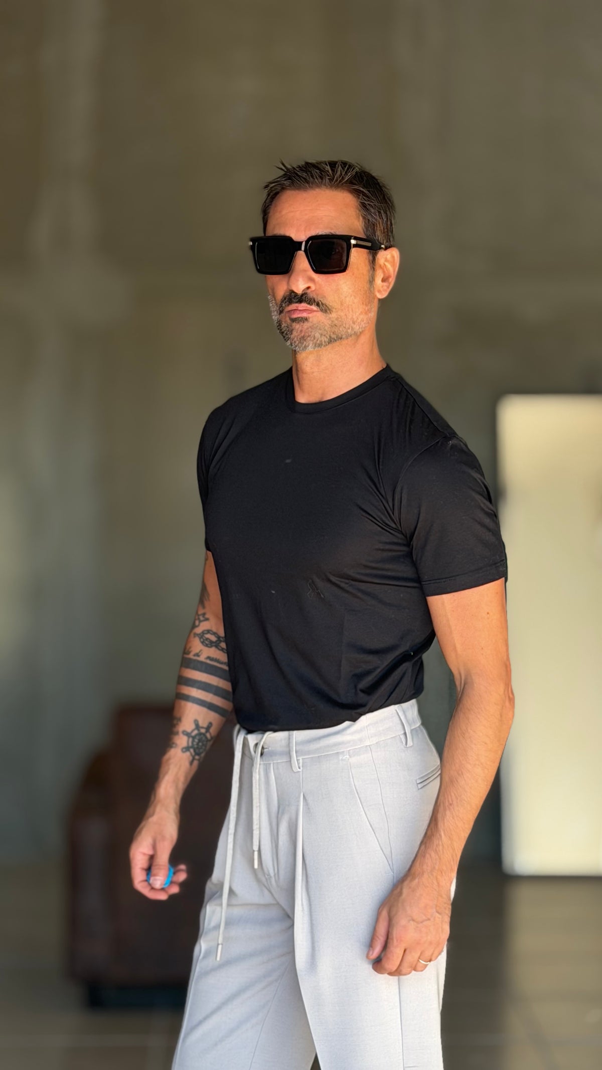 NEW T SHIRT NERA EFFETTO FILO DI SCOZIA