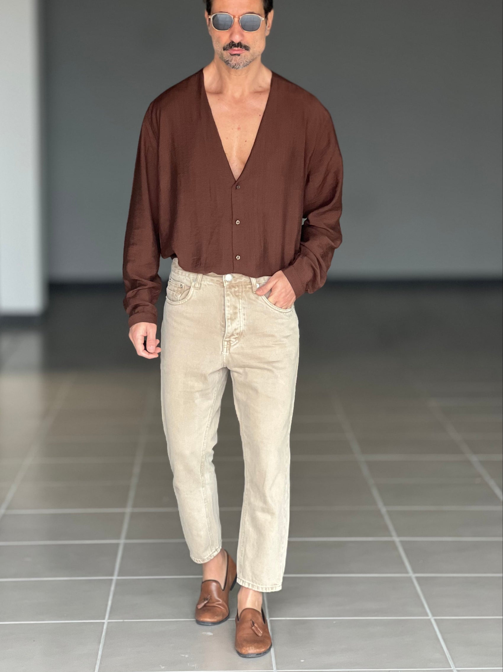 JEANS CAMMELLO MODELLO CAPRI 007