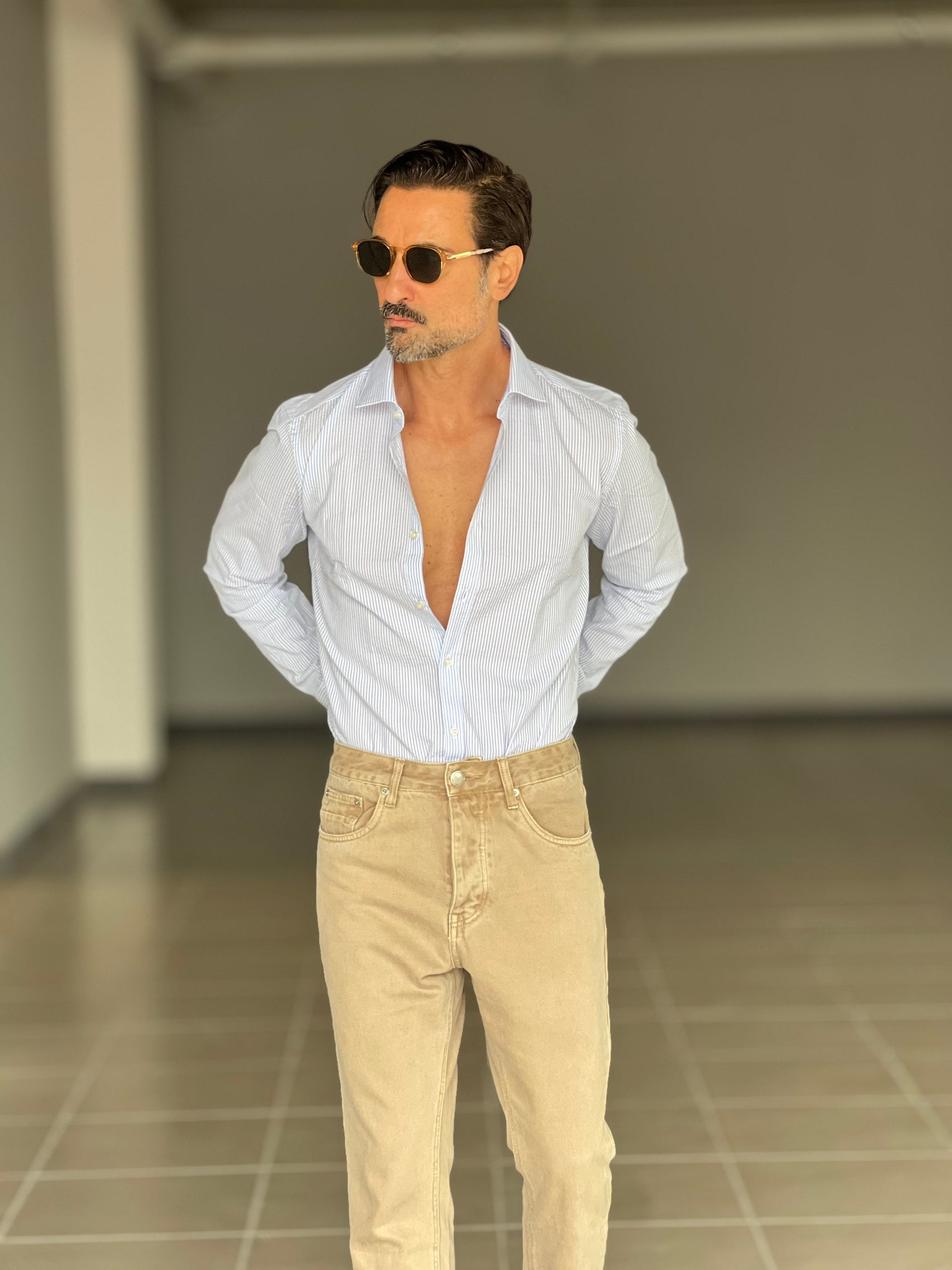 CAMICIA DEPOT  BACCHETTA FINA CELESTE  COLLO PICCOLO POPELINE  DI COTONE DOPPIORITORTO