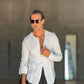 CAMICIA COREANA GRIGIO CHIARO GOFFRATA COTONE  EFFETTO LINO