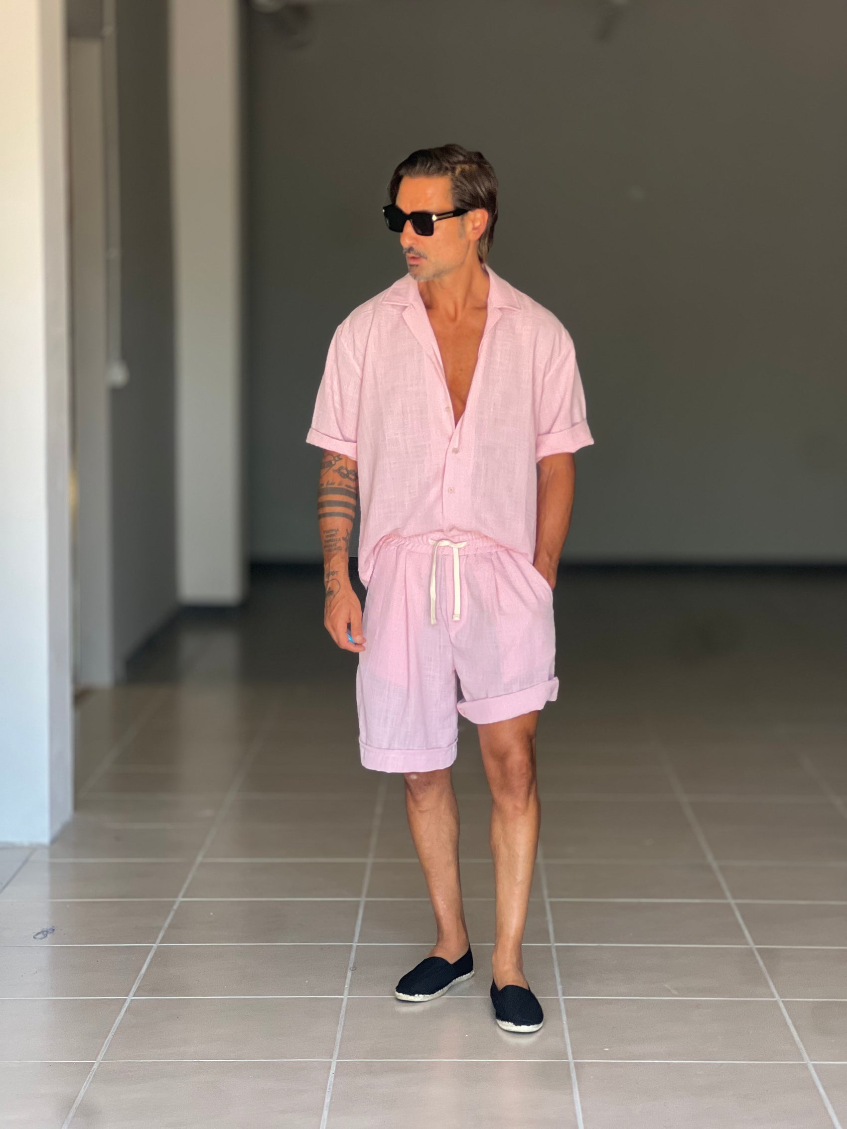 °COORDINATO CIPRIA  CAMICIA E BERMUDA EFFETTO LINO.