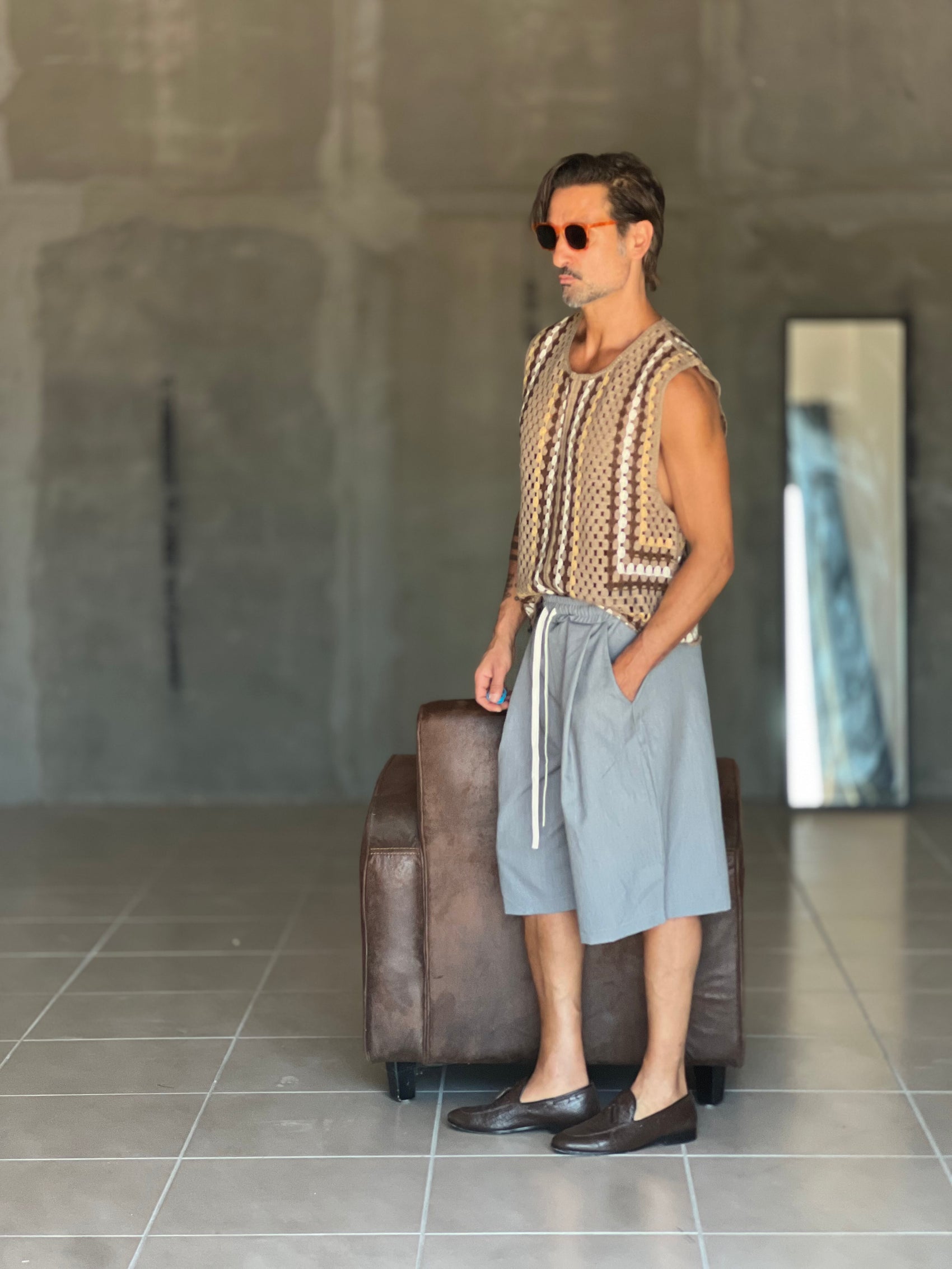 BERMUDA PIOMBO OVER FIT VISCOSA E MISTI 318