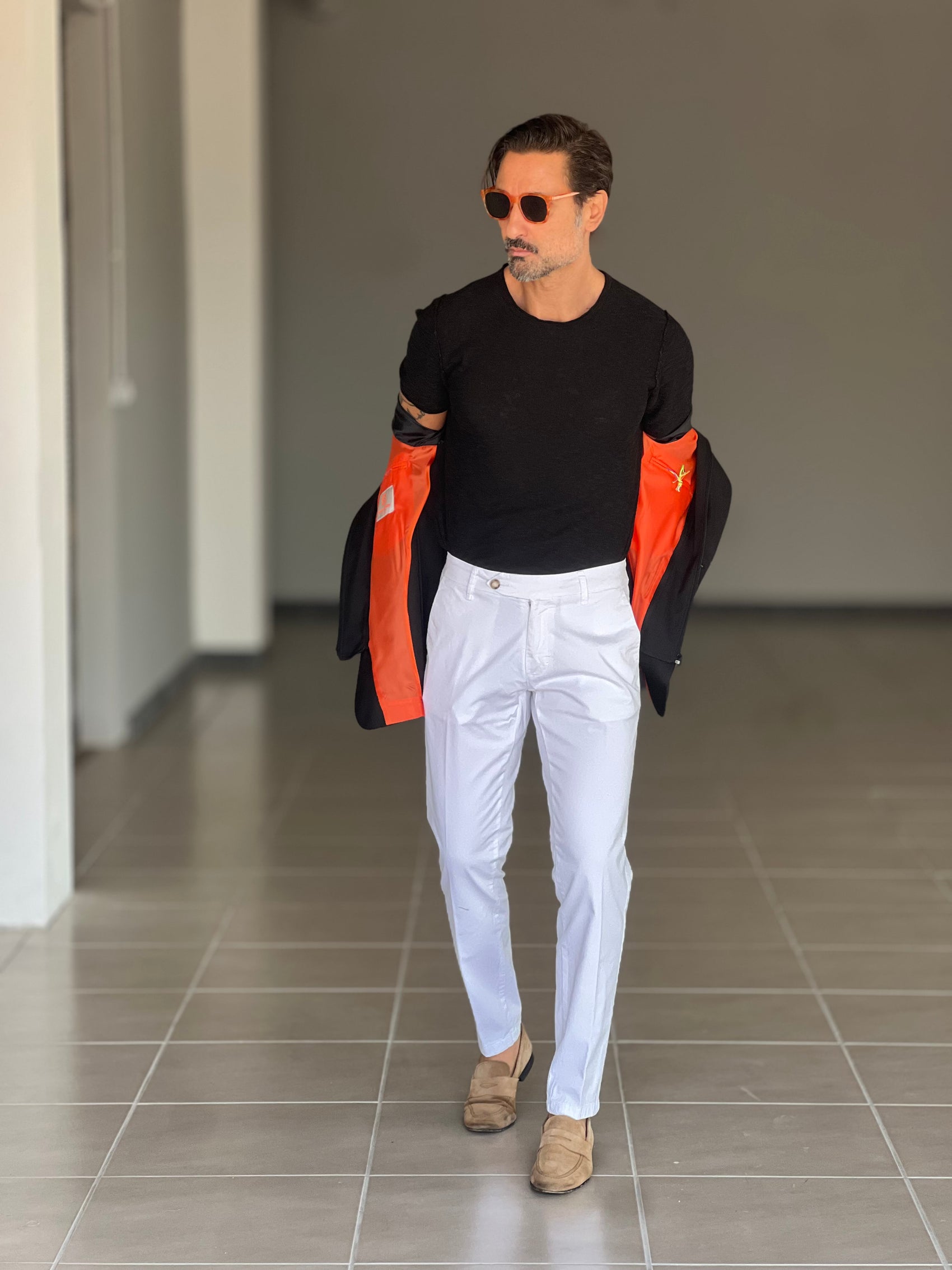 BLACK CHAIN ​​VISCOSE TROUSERS