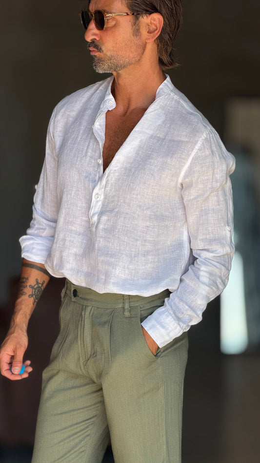 CAMICIA  SERAFINO BIANCO LINO PURO